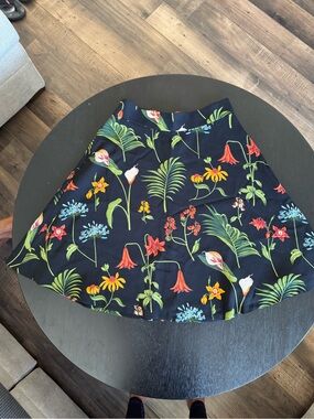 Ann Taylor Floral A-Line Skirt in Navy with Multicolor Botanical Print